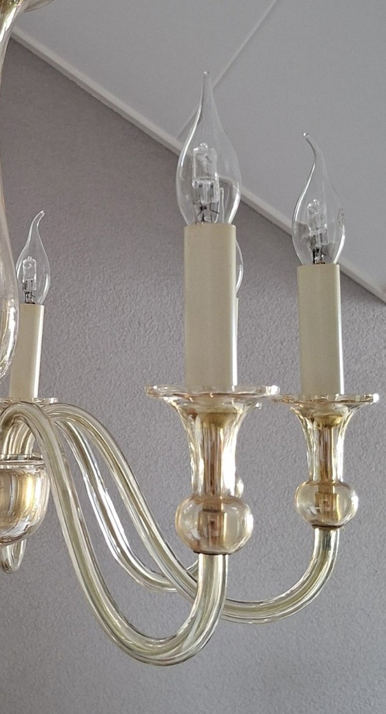 Vintage Italian Murano 8-Arm Chandelier - Crystal. – Copper (photo 11 of 17)