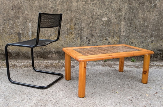 Image 1 of Opengewerkte salontafel van grenenhout en glas, Frankrijk, 1980