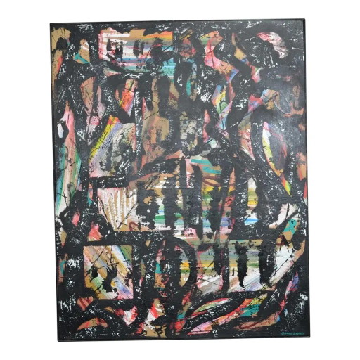 Bernard Laymet (20e Eeuw) "Zonder Titel" Acryl op Doek Gesigneerd