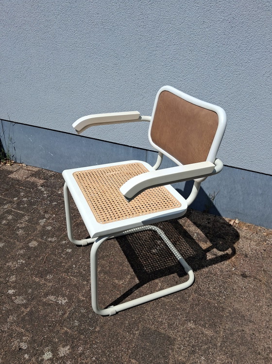 Bürostuhl mit Armlehnen und Rattansitz – Bürostühle, Metal (photo 6 of 6)