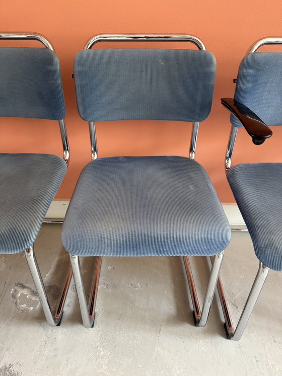 Image 1 of 6 chaises longues originales Gispen Dutch Originals – 4 x 101L + 2 x 201L avec accoudoirs