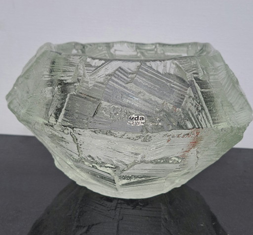 Brutalist Glass Vase By Göte Augustsson, Ruda Glass Sweden