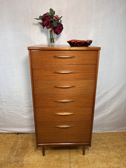 Mid Century retro vintage teck commode par Austinsuite 1960 6 tiroirs Danish design