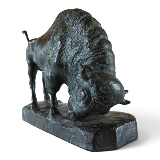 Bull Sculpture in Ceramic by EJM, Germany, 1930, Green, Klassiek (photo 12 of 13)