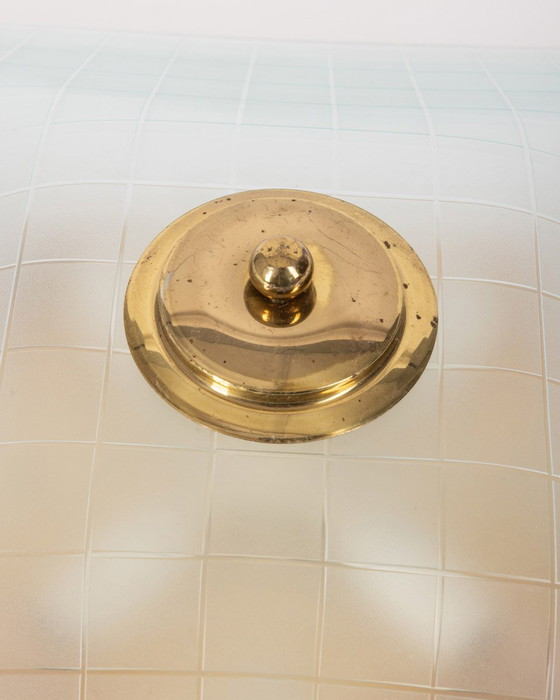 Image 1 of Lampada da soffitto vintage anni '60 in vetro decorato, design italiano