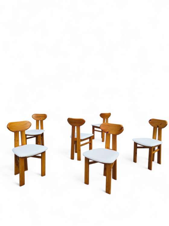 Image 1 of Set of 6 Danish pine chairs