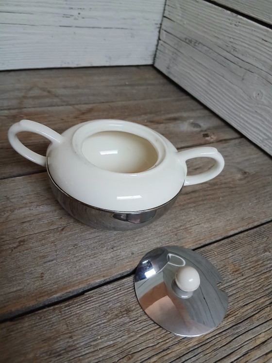 Benraad Teapot, Cream Jug and Sugar Bowl, 1950s. – Tableware, Ceramic, Metal (photo 10 of 16)