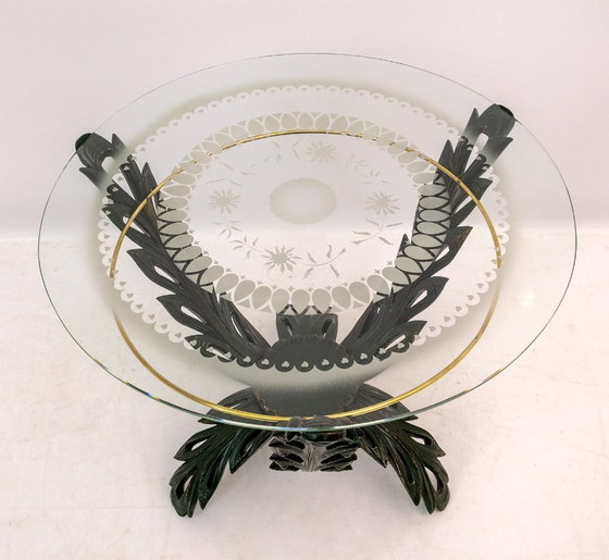 Image 1 of Mesa de centro italiana de latón y madera de mediados de siglo de Pierluigi Colli, década de 1950