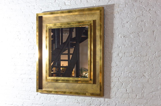 Image 1 of Large Brass Etched Regency Mirror by Belgochrom, 1970s