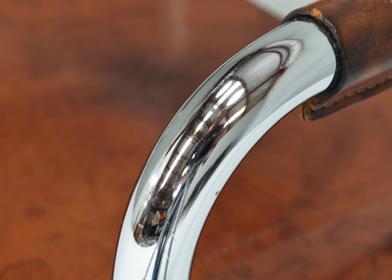 Image 1 of Chaise Mart Stam S34 en chrome et cuir selle par Fasem – années 1970