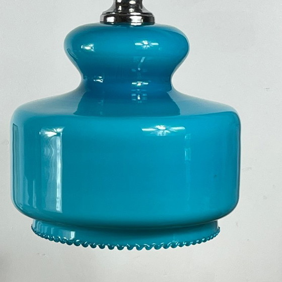 Blue Opaline Glass Globe Pendant Lamp 1970 (photo 2 of 8)