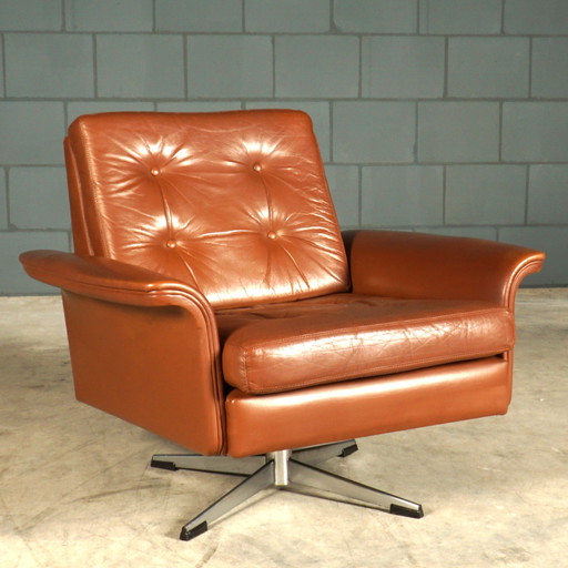 Fauteuil pivotant vintage en cuir - 1970