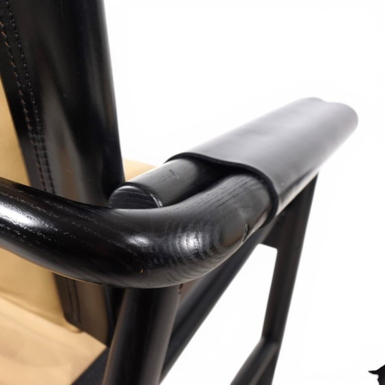 Image 1 of WK Möbel leren fauteuil met voetenbank – toegeschreven aan Hans Eichenberger, 1970