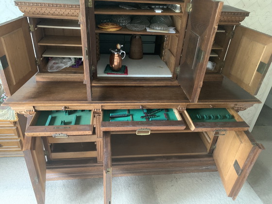 Image 1 of Credenza antica in rovere, vintage, stile country, rara, originale