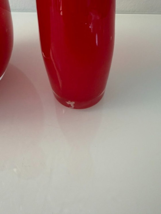 Set of 2 Red Glass Vases – Italian Glass Art (photo 9 of 10)
