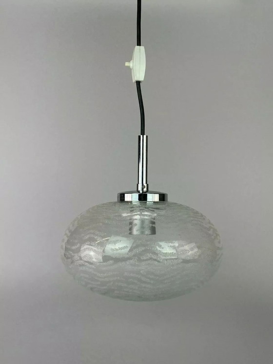Image 1 of 70s hanging lamp ceiling lamp lamp luminaire space age glass Hustadt Leuchten