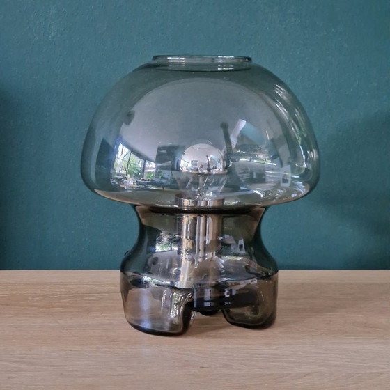 Image 1 of Lampe de table vintage Süssmuth Leuchten, verre fumé, lampe champignon, style futuriste