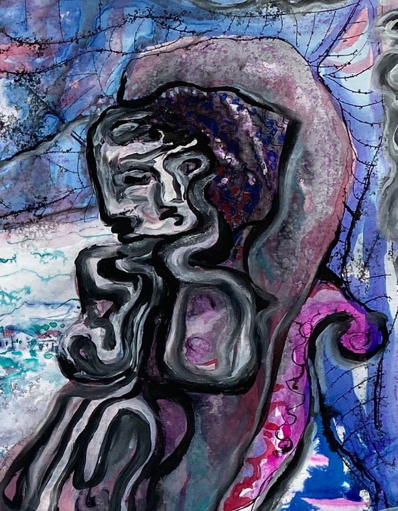 Image 1 of Expressionistische en erotische compositie van N. Boéri Véfour. Frankrijk, jaren 60.