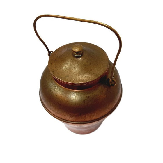 Image 1 of Vintage Small Copper Pot with Lid and Handle, Cauldron, Churn