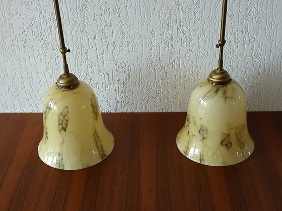 Image 1 of Kelkglas Lampen – Kloklampen – Art Deco - Gemarmerd 