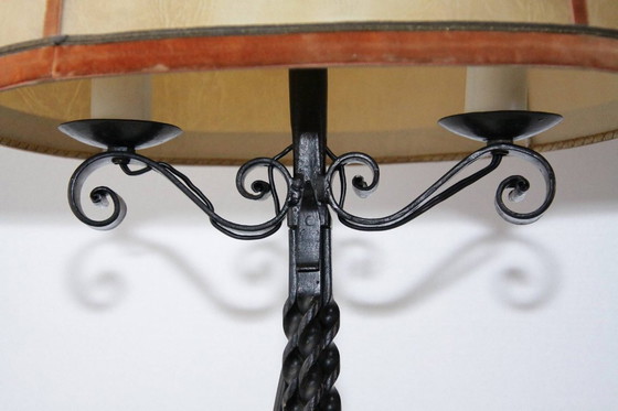 Image 1 of Lampe Beistelllampe Eisen Kunstleder 73cm Vintage