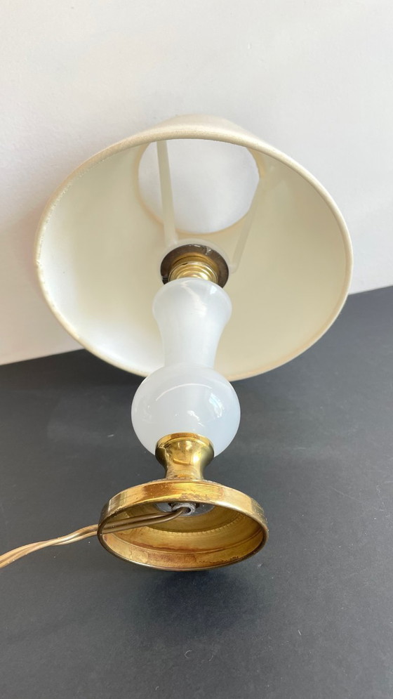 Image 1 of LAMPE Verre OPALIN et Laiton VINTAGE