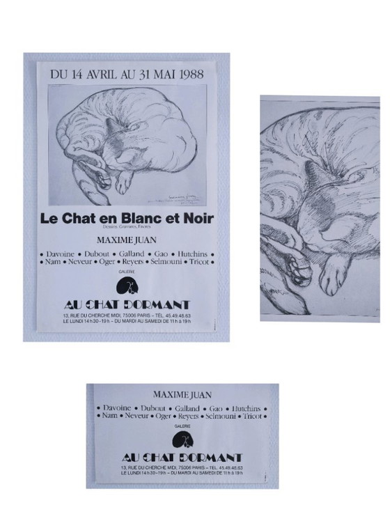 Image 1 of Manifesto della mostra "Il gatto bianco e nero", Parigi 1988