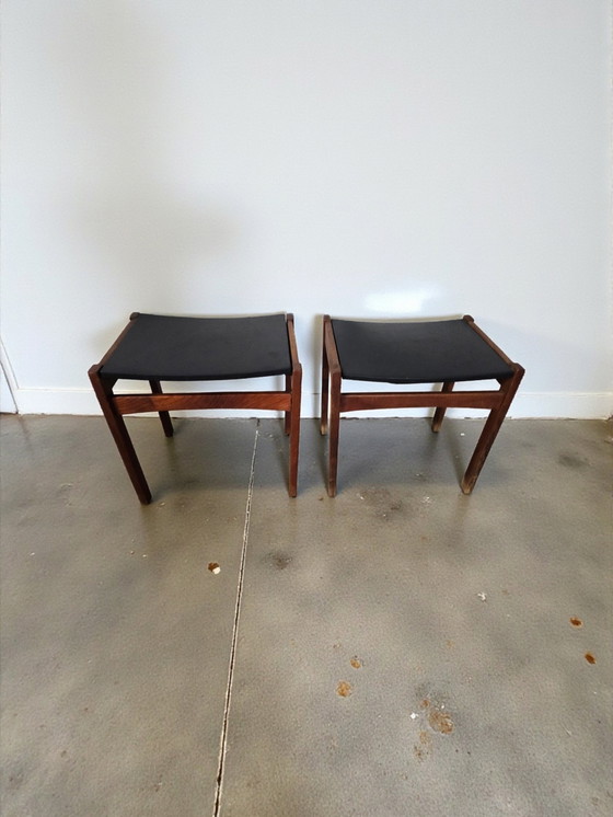 Image 1 of Vintage set of 2 Scandinavian design teak footstools, 1960s