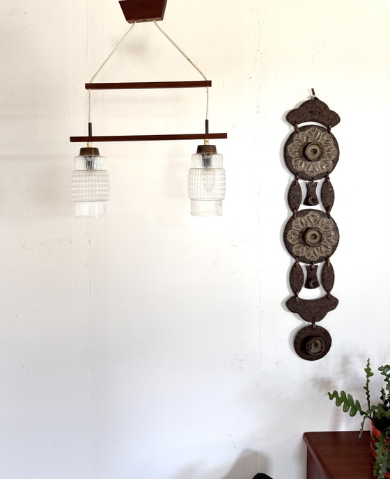 Image 1 of Lampada a sospensione vintage danese in teak anni '60