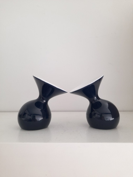 Image 1 of Cute Set of 2 Dark Blue Lulu Vases Asa Selection Germany