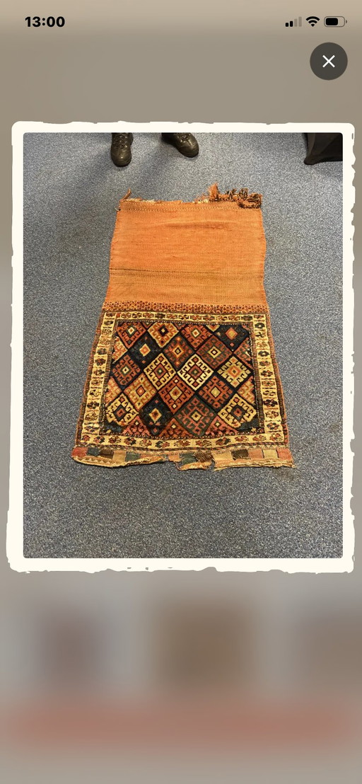 Sac Kilim anatolien vintage tissé à la main avec motifs géométriques – vloerkleden en tapijten, Wool
