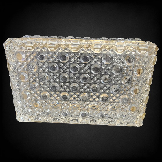 Vintage Franse sieradendoos van diamantgeslepen kristal – goudkleurige rand – circa 1950 (photo 9 of 14)