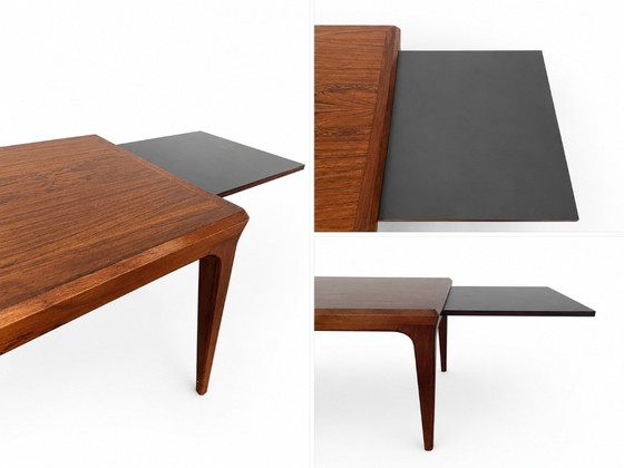 Image 1 of Johannes Andersen salontafel uit het midden van de 20e eeuw in palissanderhout, Deens design