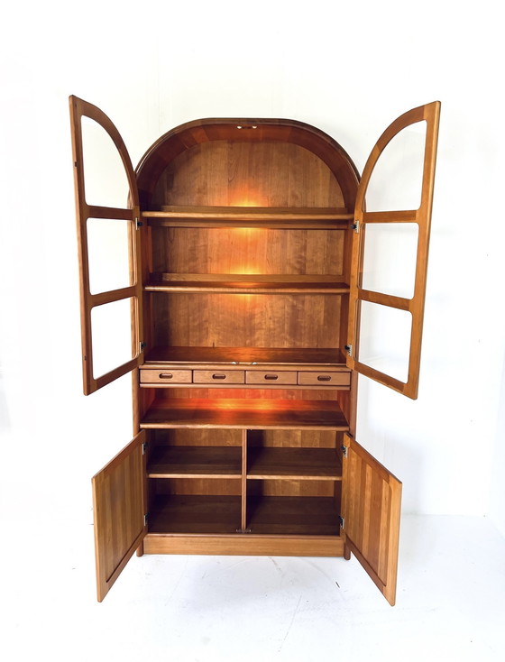 Image 1 of Vintage teak arch cabinet with display case, Dyrlund '70s