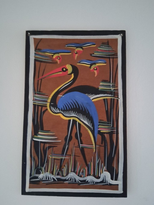 Set di 7 dipinti africani su legno (Fidos, anni '50 - '60)