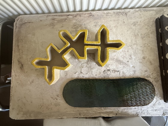 Expressive Architectural Clay Sculpture - Hand-Sculpted Yellow And Raw Stoneware Cross Totem – Other (photo 6 of 7)