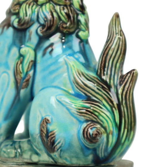 Image 1 of Perros Foo chinos de cerámica azul