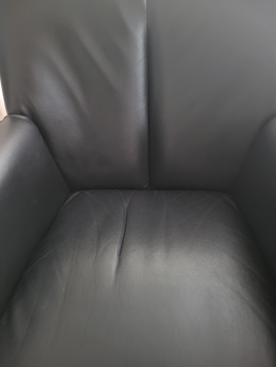 Image 1 of LEOLUX zwart leren fauteuil