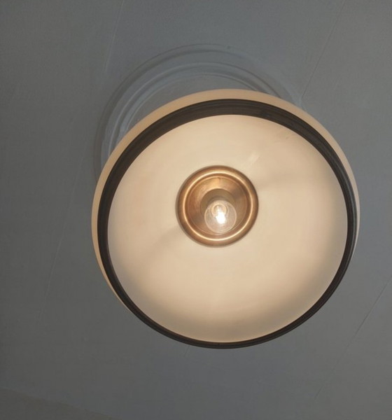 Vintage lamp 1970 fully restored and new electrical wiring – Pendant lamps, Glass, Metal (photo 3 of 11)