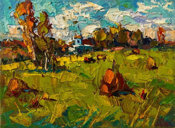 Image 1 of Original Oil Painting Summer Nature Landscape Sunny Day In The Field