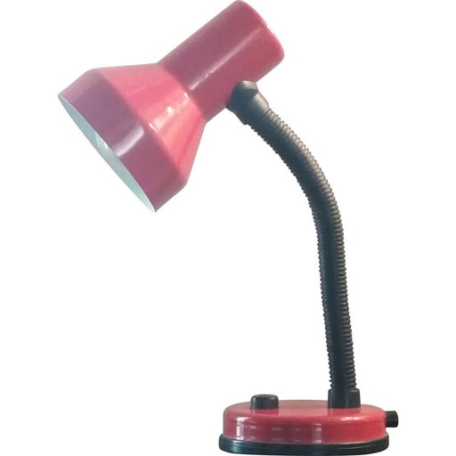 Lámpara de escritorio vintage de metal rojo, 1970