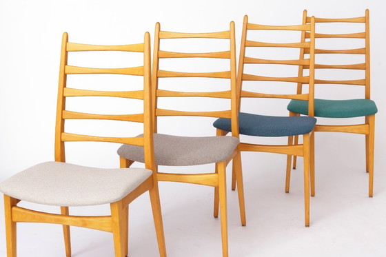 Image 1 of Set van 8 vintage eetkamerstoelen, Wenzel Duitsland jaren 70, beukenhout, mid-century modern