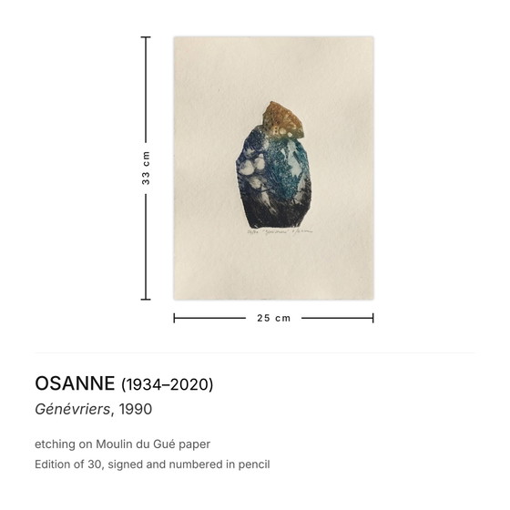Osanne, gesigneerde ets, Génévriers, 1990 – Litho's & Zeefdrukken, Paper (photo 3 of 5)