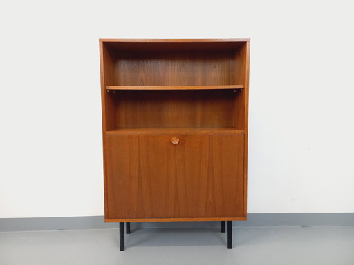 Vintage Scandinavian Modernist Storage Bookcase in Teak and Black Metal from the 60s