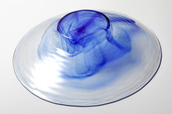 Image 1 of Vintage Blue Swirl Glass Fruit Bowl / Bormioli Rocco / Italy / 1990s