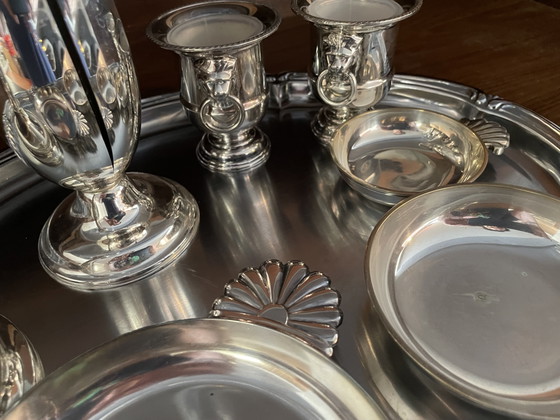 Colección de accesorios de mesa antiguos bañados en plata (con sellos de origen) – Viners of Sheffield (photo 8 of 11)