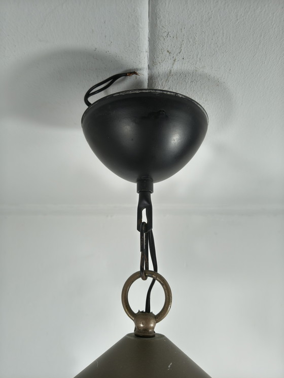 Image 1 of Lampada a sospensione a lanterna con vetro color ambra