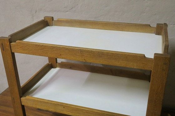 Image 1 of Carrello da portata brutalista in rovere, Danimarca 1950-60