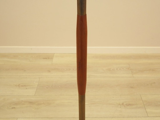 Danish floor lamp with wood and metal base, botanical fabric shade, 1960s, Floor lights, Textile, Multi Color (photo 5 of 13)