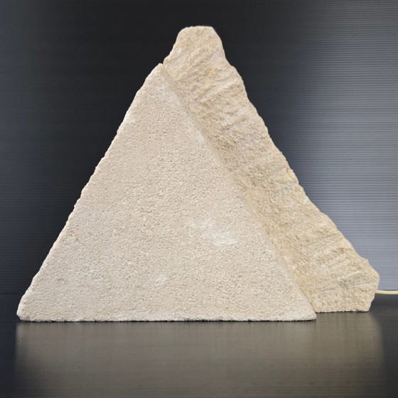 Image 1 of Vintage 1970s Stone Pyramid Table Lamp